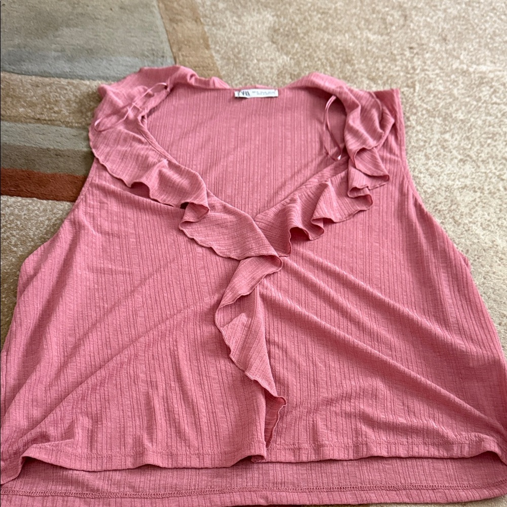 Zara Pink Ruffled Blouse